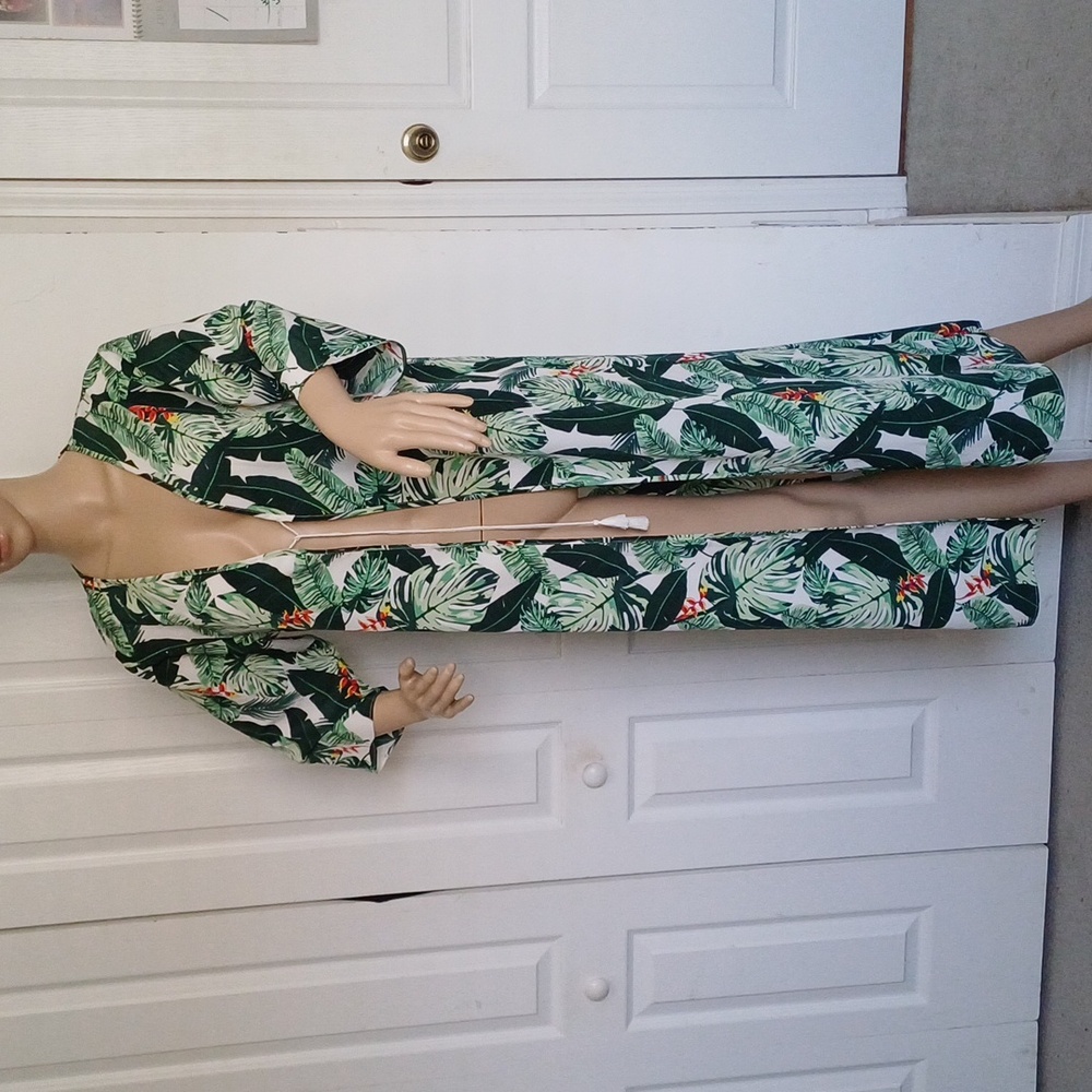🔥🔥🔥Rachel Zoe Palm print duster beach cover up OS - Picture 1 of 14